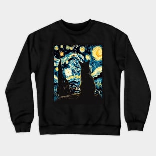 Cat Starry Night Glow Crewneck Sweatshirt